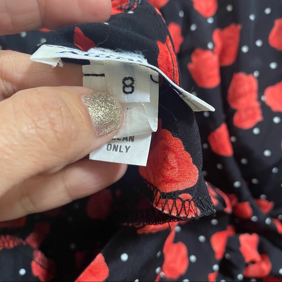 Vintage ANN TAYLOR BLACK POLKA DOT FLORAL DRESS - Picture 6 of 12